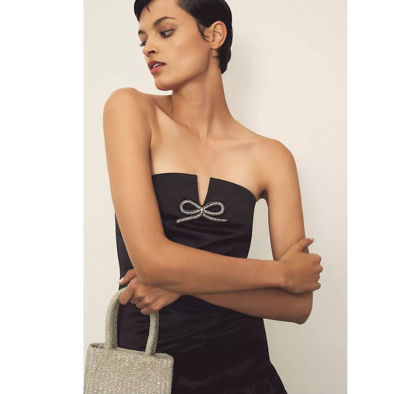 Anthropologie NWT Anthropologie Maeve Strapless Bow Bubble-Hem Mini Dress Size M / US 6-8 / IT 42-44 - 2 Thumbnail