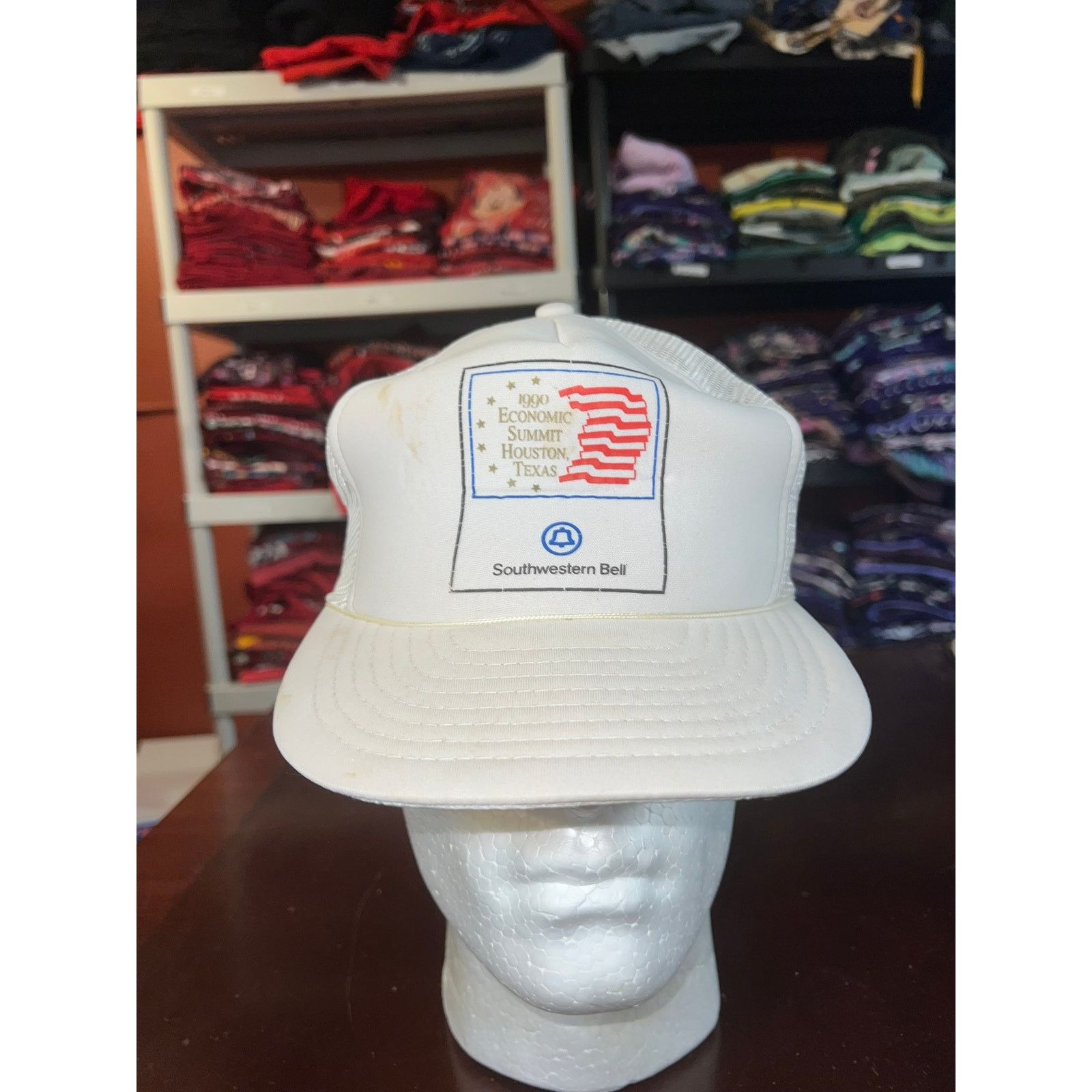 Vintage Vintage Southwestern Hat 1990 Ecocomic Summit Houston TX Cap Size ONE SIZE - 1 Thumbnail