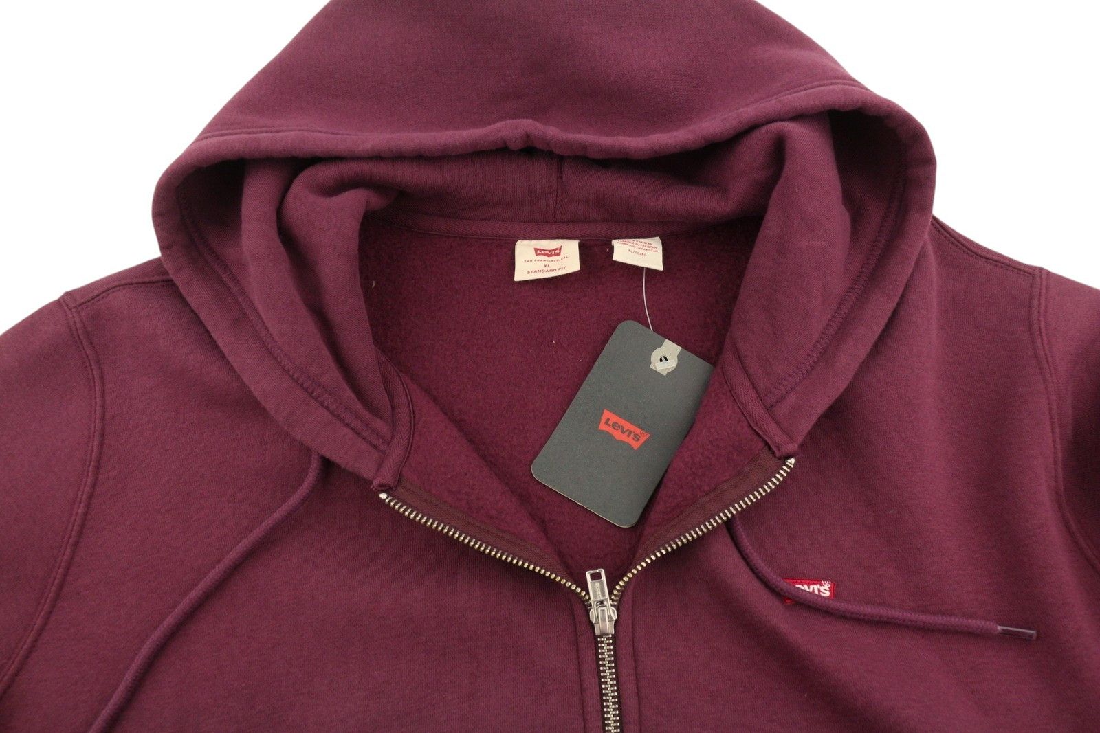 Levi's STANDARD FIT XL Burgundy Full Zip Patch Logo Hoodie 87114 Size US XL / EU 56 / 4 - 4 Thumbnail
