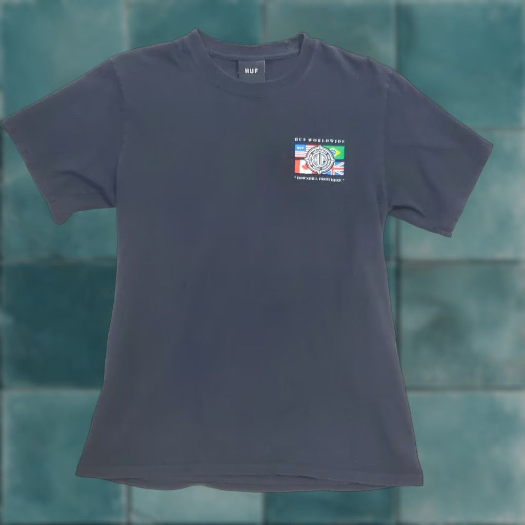 Huf VINTAGE Huf Worldwide Tee Shirt Men S Black Graphic Short Sleeve 100% Cotton Globe Flags Shirt Mens S Black Size US S / EU 44-46 / 1 - 1 Thumbnail
