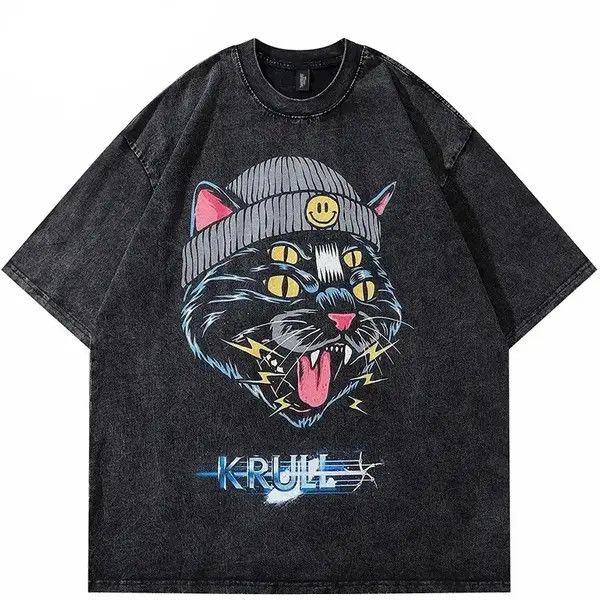 VIBE 80s Cartoon Design Face Oversized Printed Vintage T Shirt Size US L / EU 52-54 / 3 - 6 Thumbnail