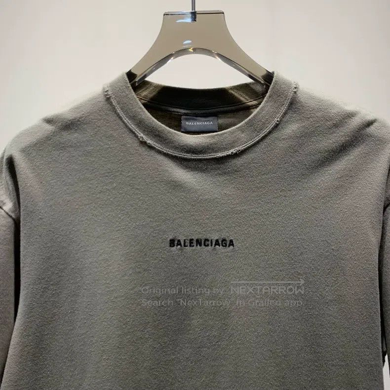 Balenciaga Front Embroidered Letter Short-Sleeve