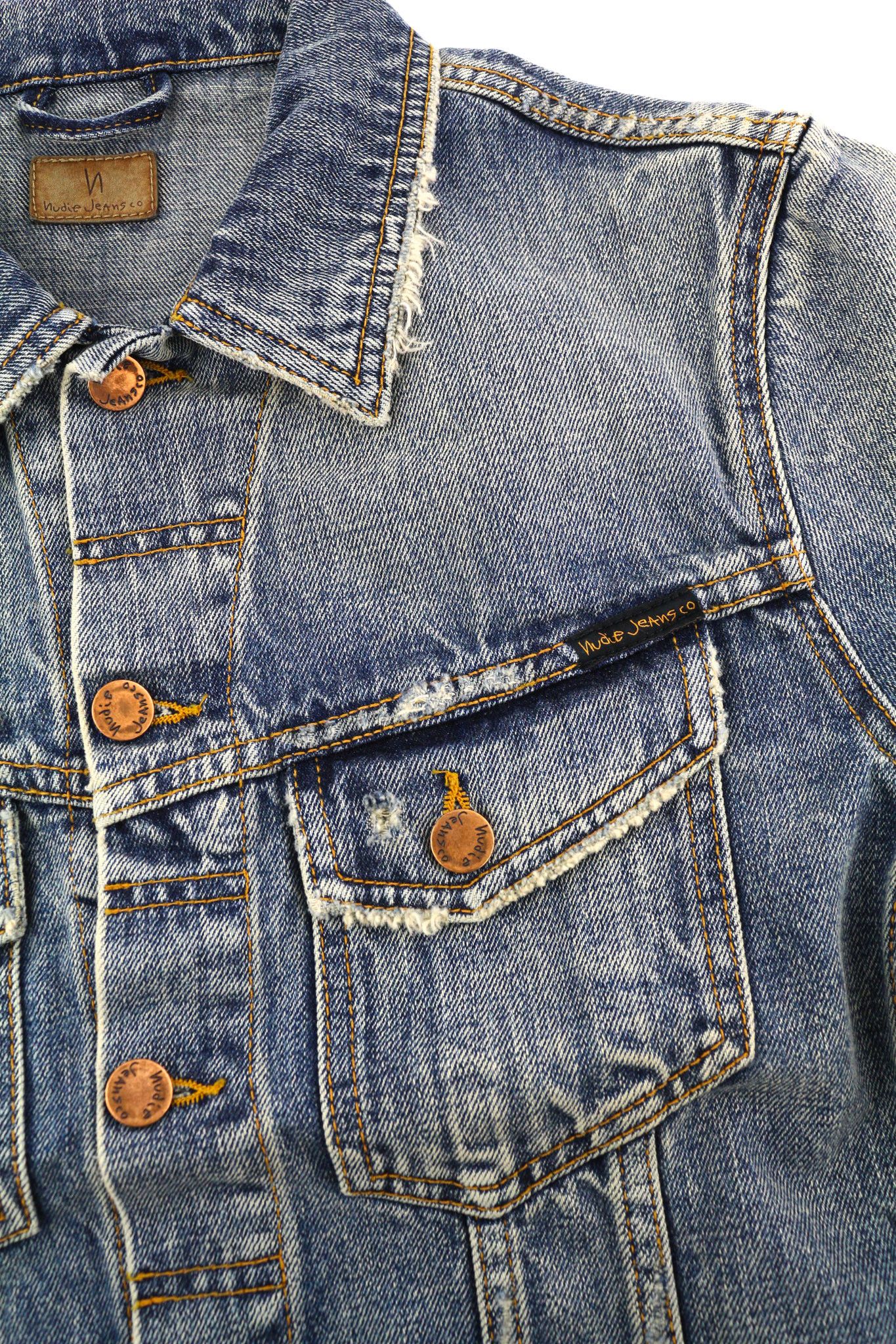 Nudie Jeans BILLY S Shimmering Indigo Washed Denim Polo Jacket 82492 Size US S / EU 44-46 / 1 - 6 Thumbnail