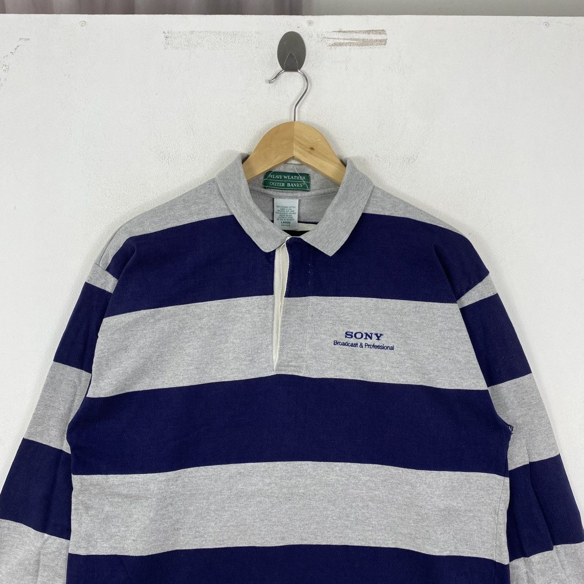 Vintage Vtg 90s Sony Broadcast Tech Rugby Shirt Striped L USA Made Size US L / EU 52-54 / 3 - 3 Thumbnail