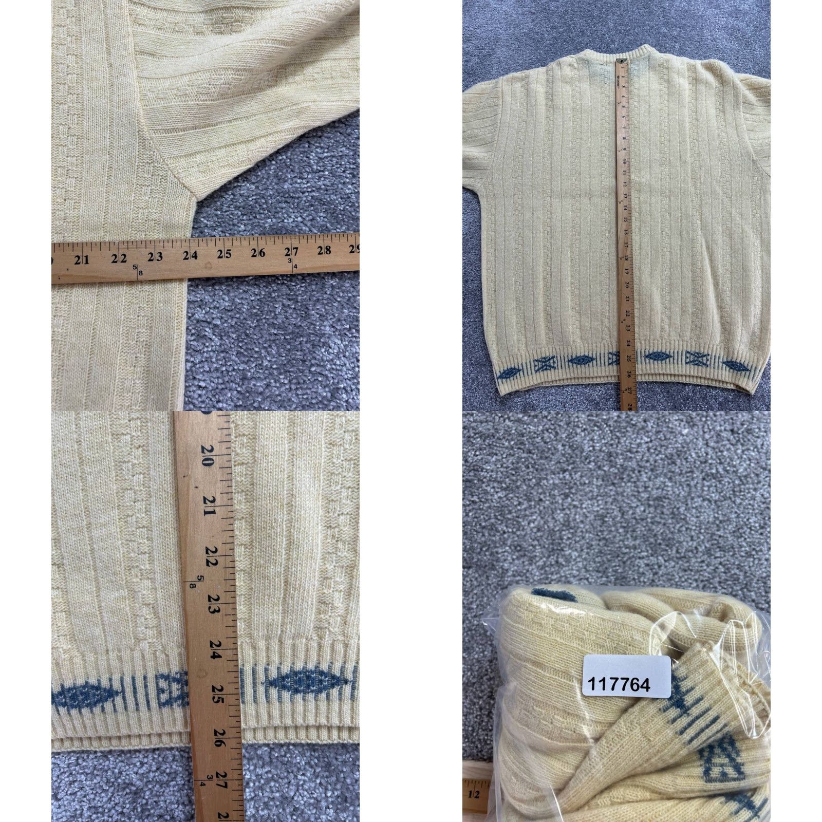 Vintage David Gorodof Sweater Mens Large Beige Contrast Hem Cable Knit Ribbed Shirt Size US L / EU 52-54 / 3 - 8 Thumbnail