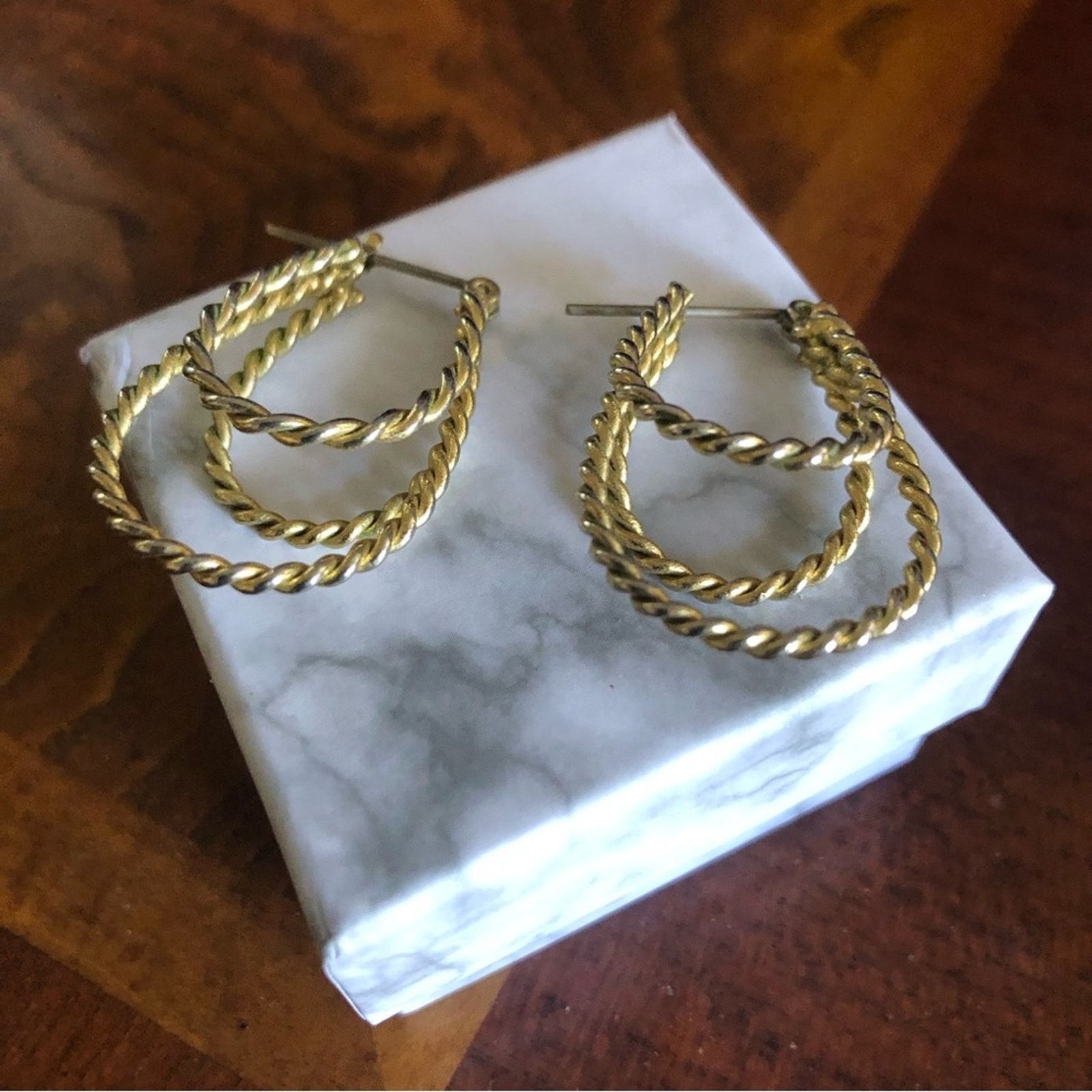 Vintage Vintage 90s gold plated triple rope chain hoop earrings Size ONE SIZE - 1 Thumbnail