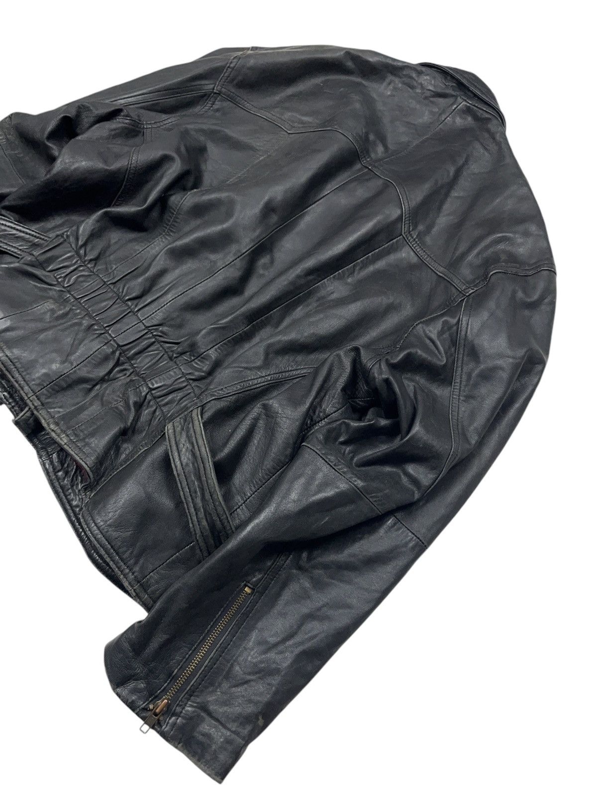 Vintage Vintage Leather Biker Belted Jacket Avant Garde Size US XL / EU 56 / 4 - 12 Thumbnail