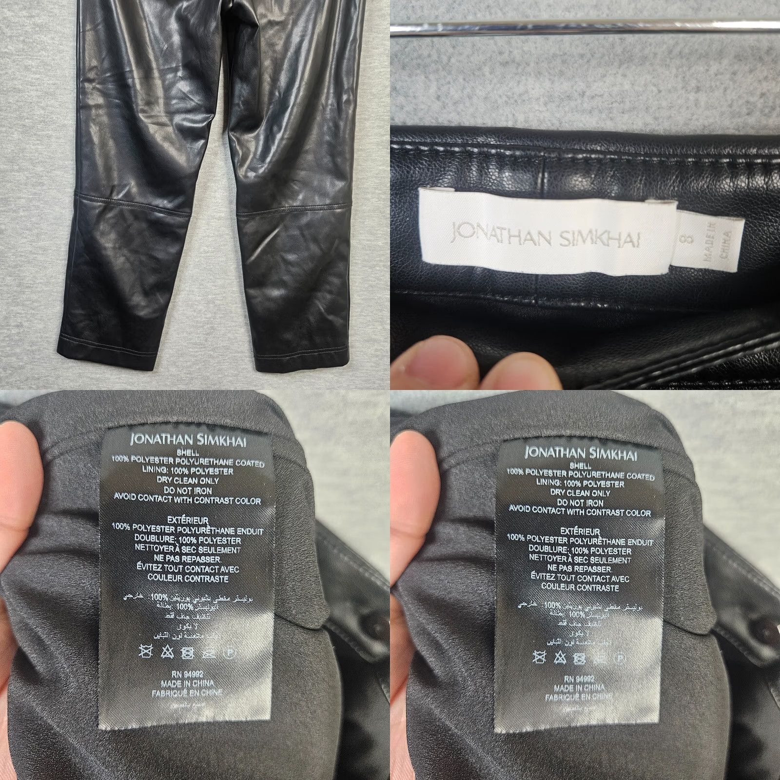 Jonathan Simkhai Jonathan Simkhai Faux Leather Belted Ankle Pants Pockets Straight leg Size 8 Black Women's Pants Slim Belted Front Pockets Casual Modern 8 Womens Size 30" / US 8 / IT 44 - 8 Thumbnail