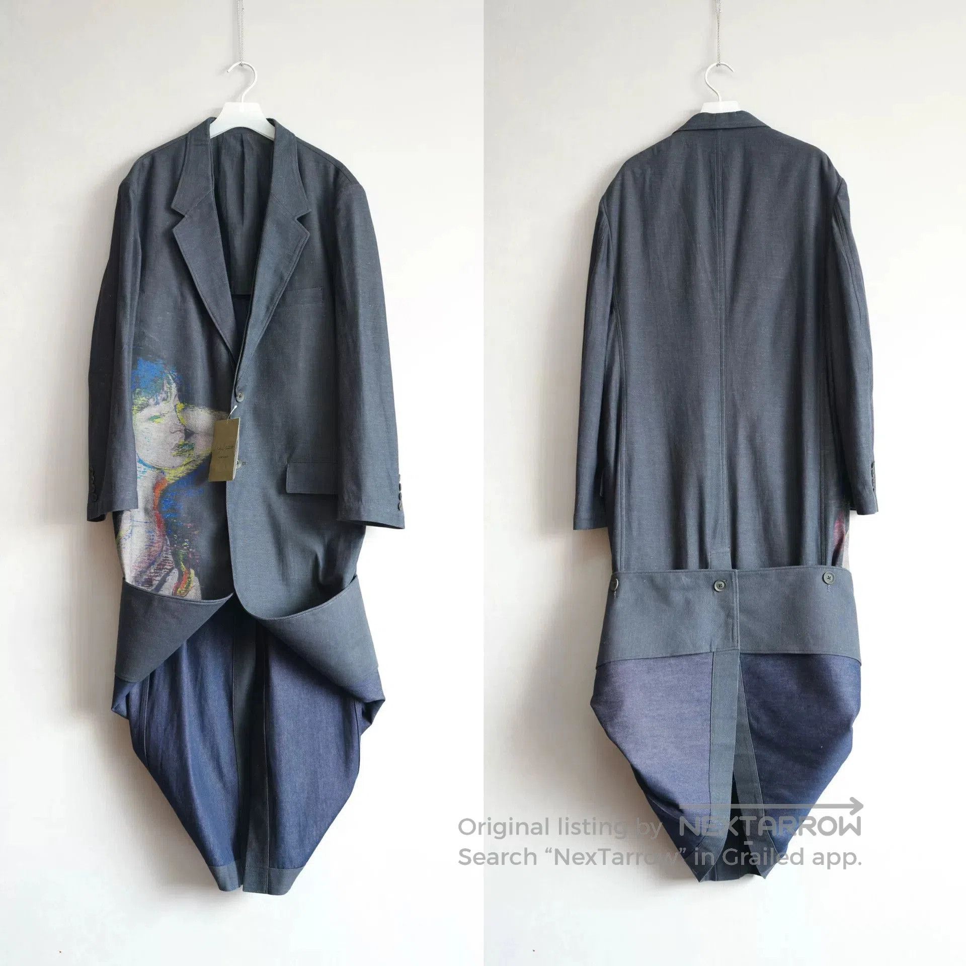 Yohji Yamamoto yohji yamamoto portrait print denim coat. Size S / US 4 / IT 40 - 1 Thumbnail