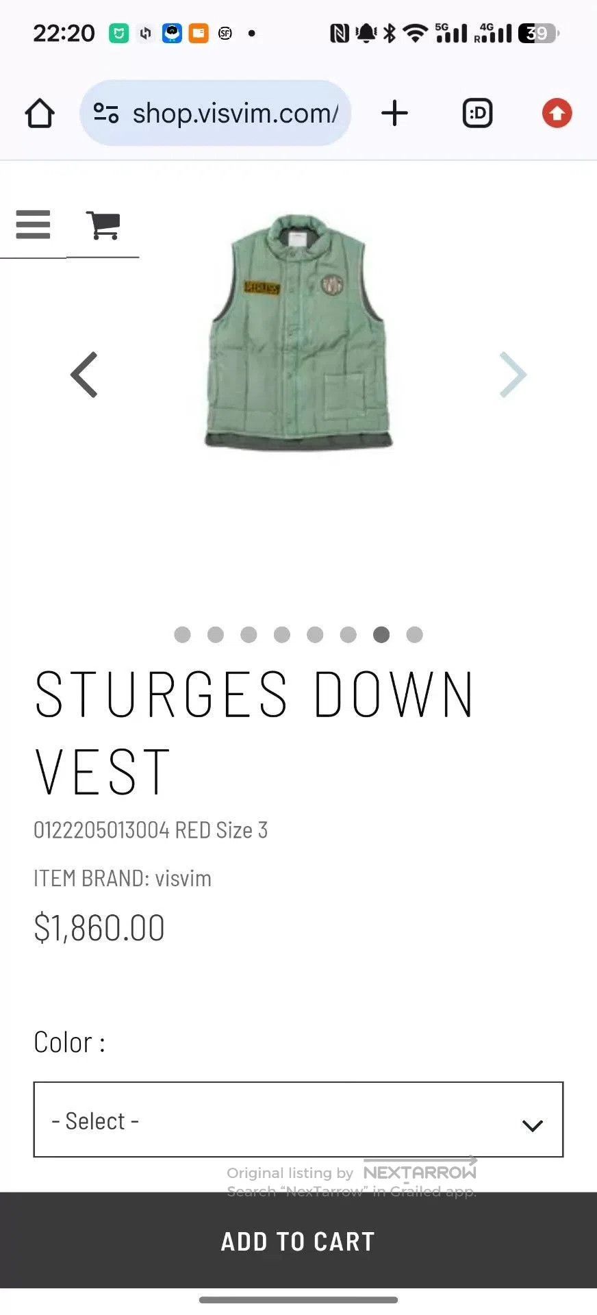 Visvim Green Quilted Puffer Vest. Size US L / EU 52-54 / 3 - 8 Thumbnail
