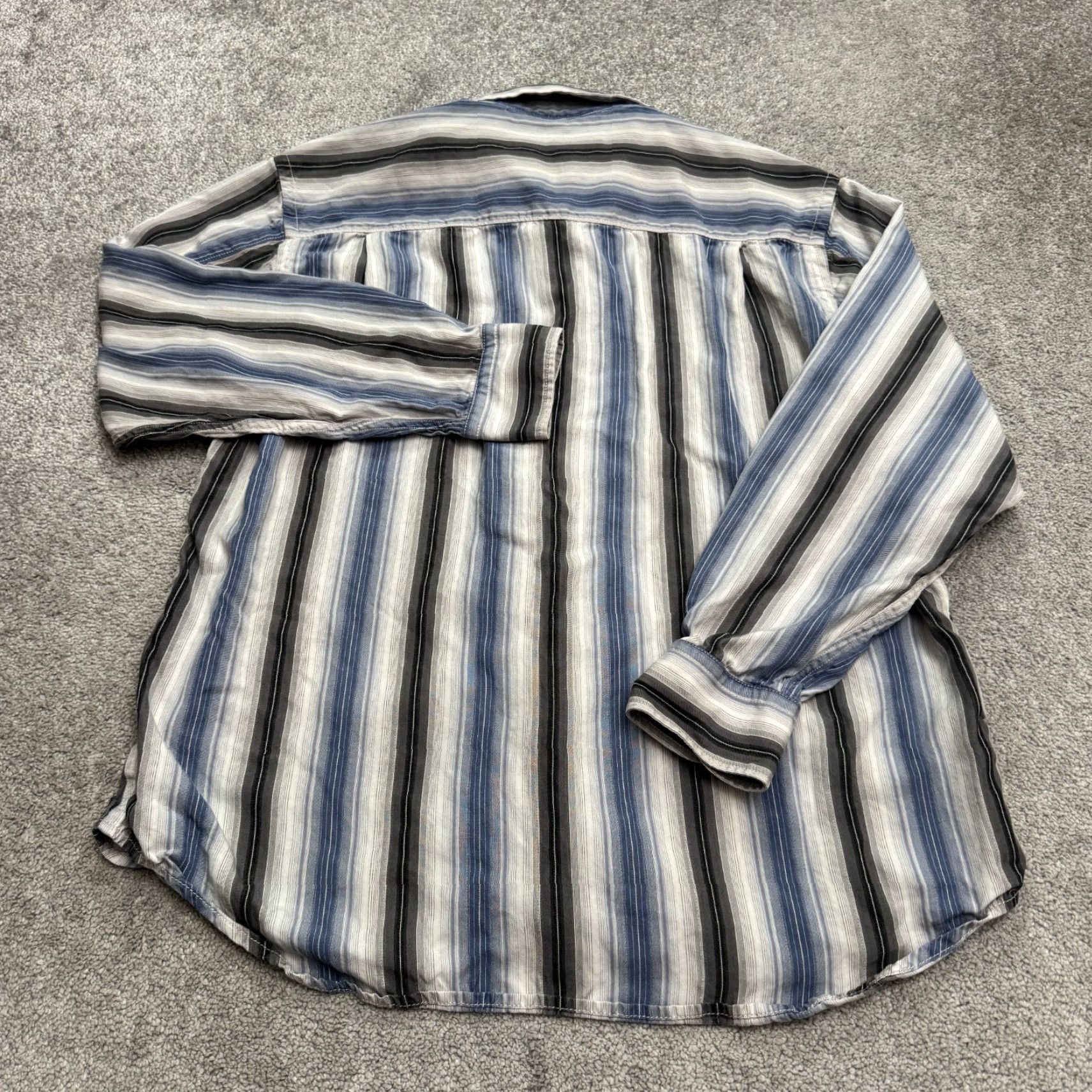 Tommy Bahama Tommy Bahama Striped Button-Down Shirt Mens XL Blue Gray Long Sleeve Tencel Size US XL / EU 56 / 4 - 2 Thumbnail