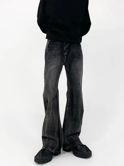 Japanese Brand × Jean Vintage washed distressed straight leg loose bootcut jeans Size US 30 / EU 46 - 1 Thumbnail