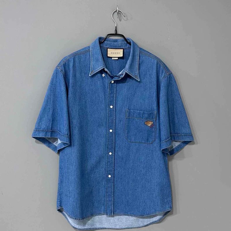 Gucci Gucci Embroidered bear logo denim shirt 2506-Nextarrow Size US M / EU 48-50 / 2 - 1 Thumbnail