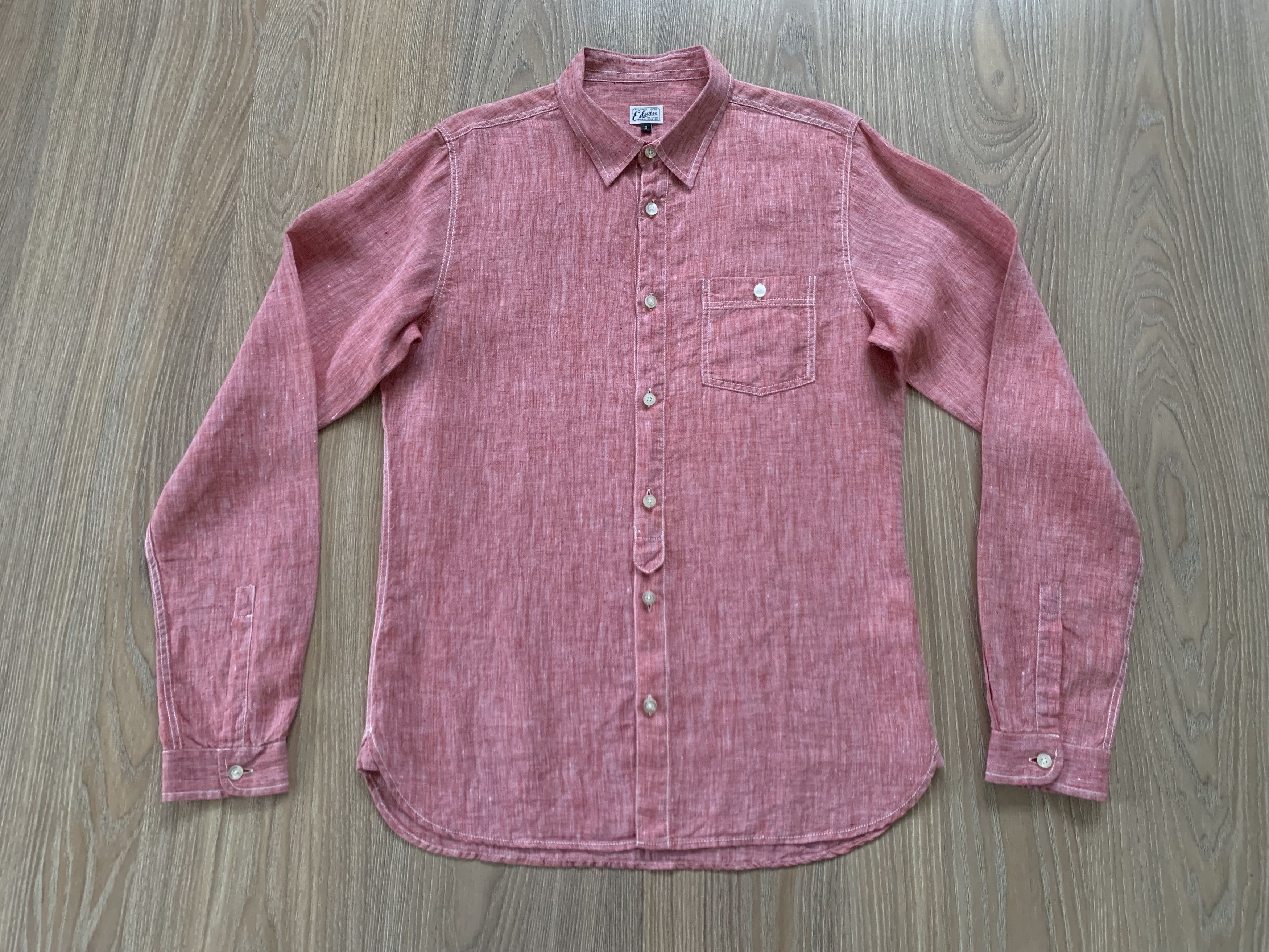 Edwin Edwin Linen Coral One Pocket Long Sleeve Shirt Size US S / EU 44-46 / 1 - 2 Thumbnail