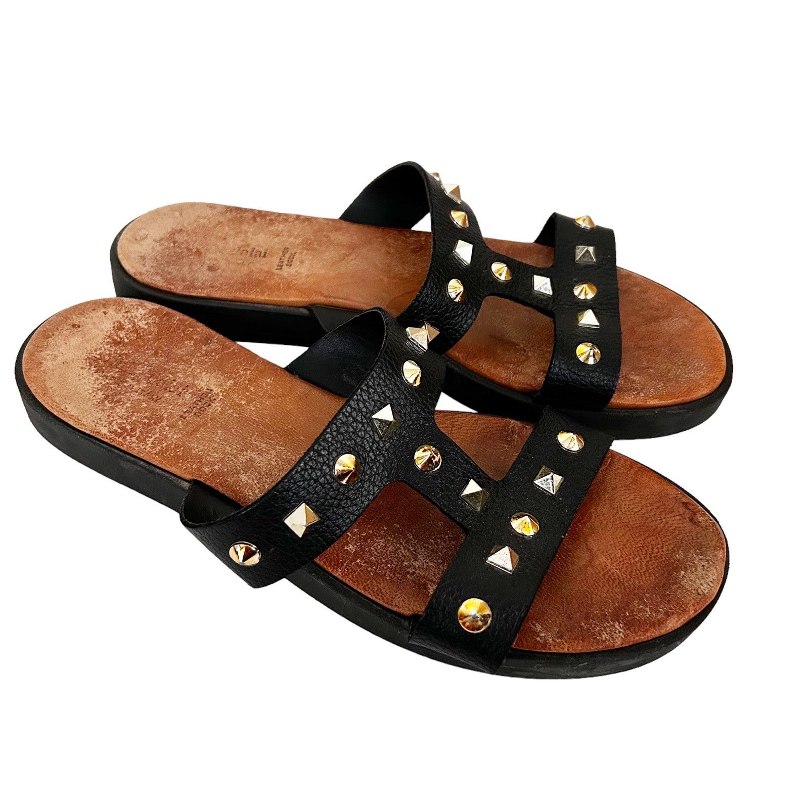 Other Giulia Palai Black Leather Studded Sandals Sz 8 Size US 8 / IT 38 - 1 Thumbnail