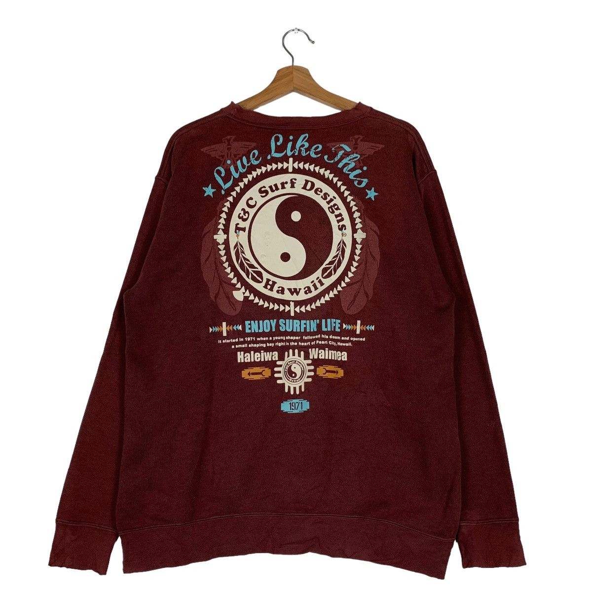 Japanese Brand T&C SURF DESIGNS Hawaii Big Logo Sweatshirts #0569-C26 Size US L / EU 52-54 / 3 - 1 Thumbnail