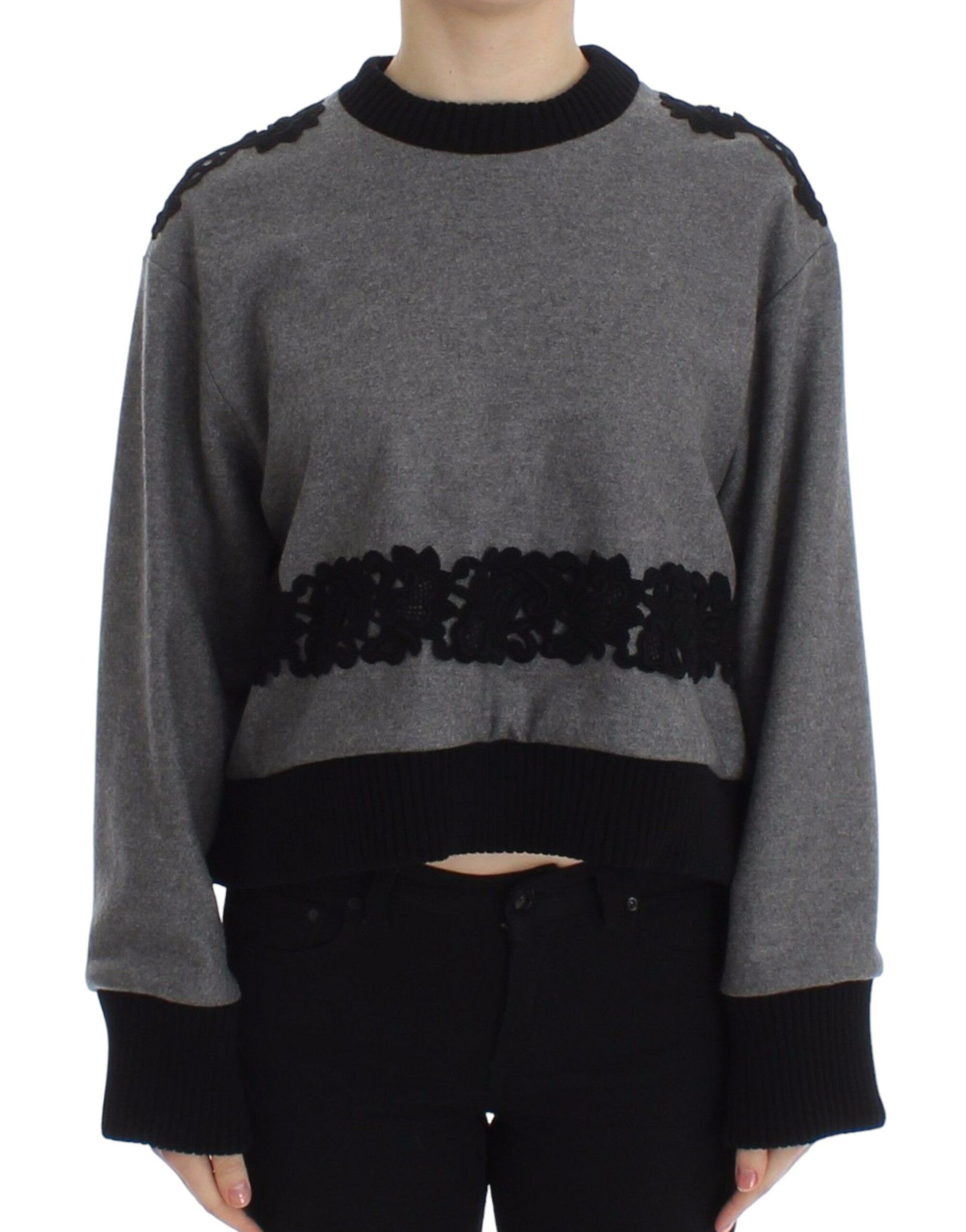 Dolce & Gabbana Elegant Gray Cashmere Blend Lace Women's Sweater Size M / US 6-8 / IT 42-44 - 1 Thumbnail