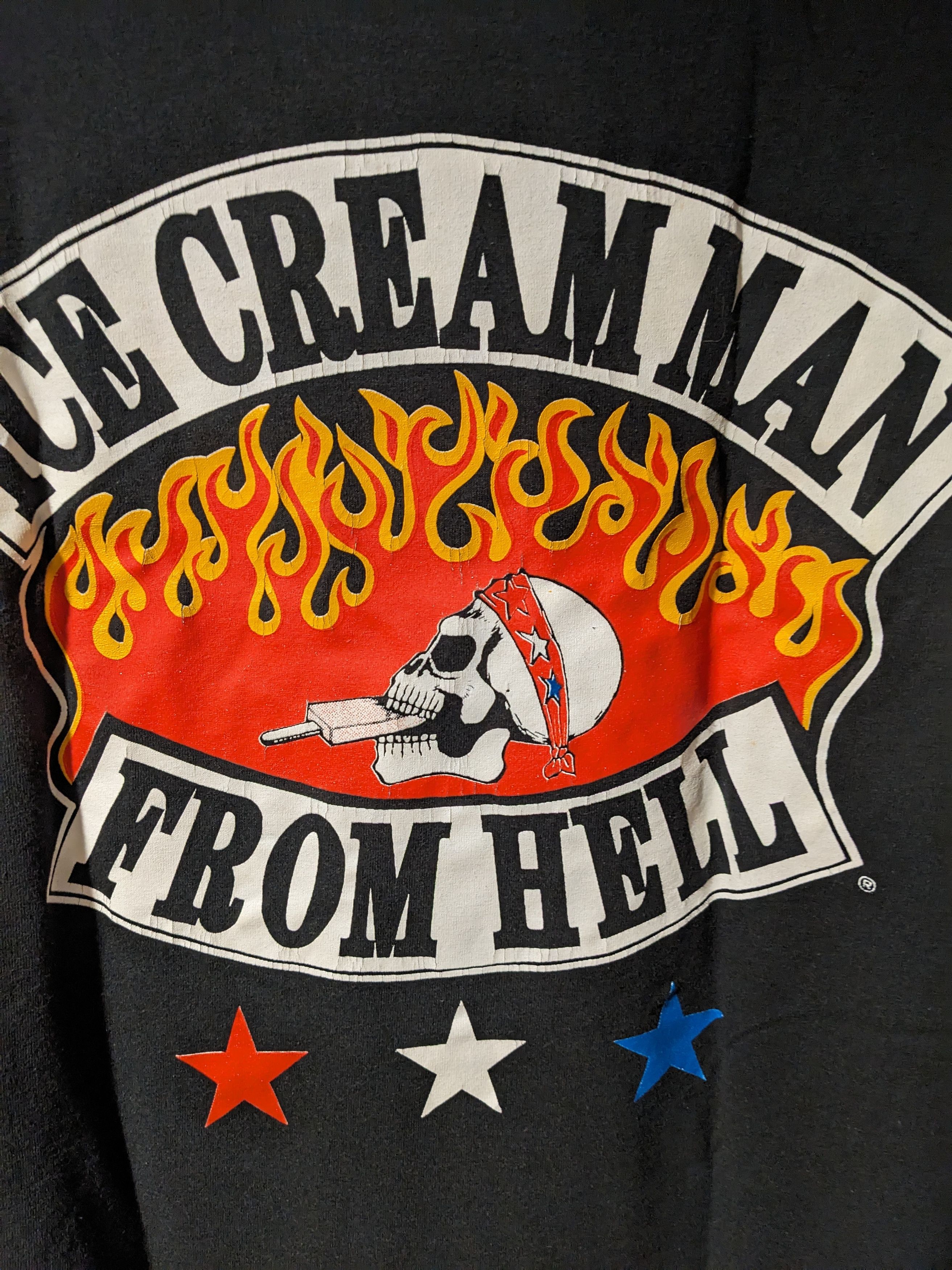 トップス 90'S VINTAGE ICE CREAM MAN FROM HELL TEE Vintage 90s Ice Cream Man From Hell Biker Motorcycle Skull