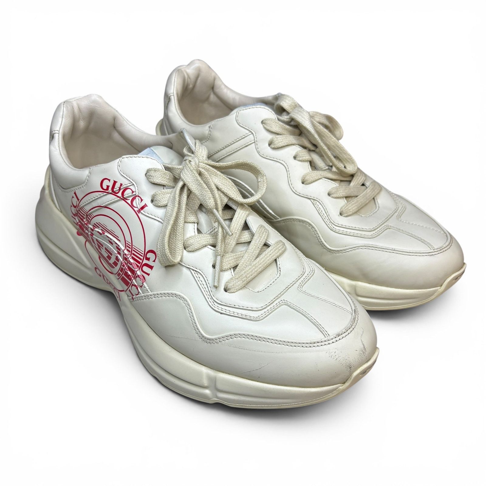 Gucci Size 9G - Gucci Rython Red Logo Beige Sneakers Size US 10 / EU 43 - 2 Thumbnail