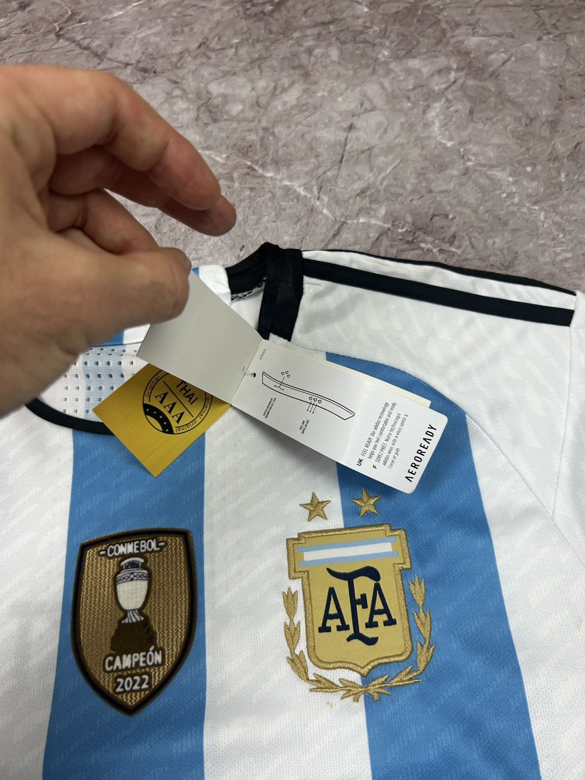 Adidas Adidas Argentina 2022 Messi Home Jersey Player Version Size US L / EU 52-54 / 3 - 7 Thumbnail