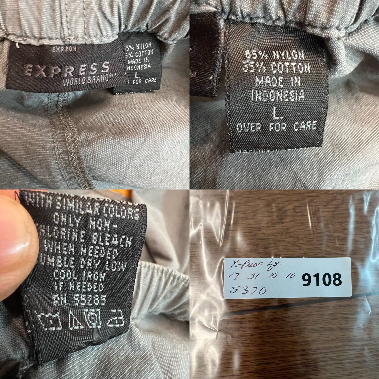 Express Express Cargo Convertible Pants Women's L Gray Nylon Cotton Lined Elastic Size 36" / US 14 / IT 50 - 8 Thumbnail