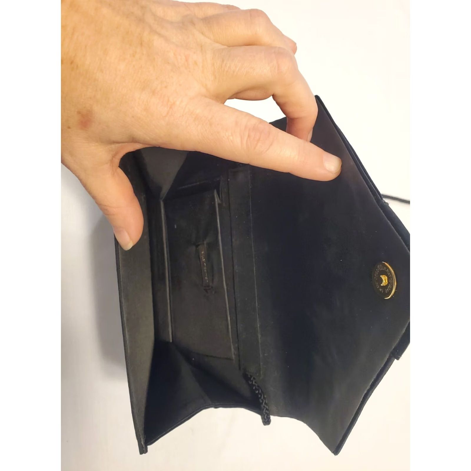 Vintage VINTAGE Merle Norman Purse Black Satin 1980s Formal Women Eveningwear Handmade Expandable NEW Size ONE SIZE - 4 Thumbnail