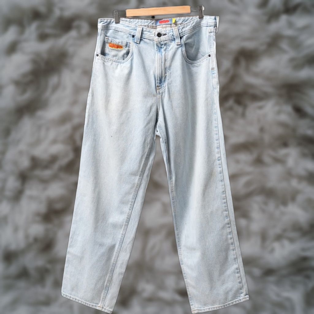 Empyre VINTAGE Empyre Jeans Mens 34 Light Wash Blue Straight Denim 90s Skater Relaxed Fit Belted High Rise Mens Size US 34 / EU 50 - 1 Thumbnail