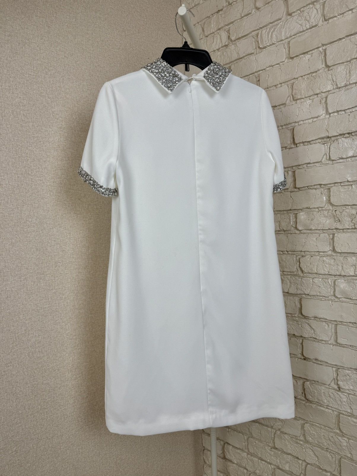 Miu Miu Miu Miu White Mini Dress Crystal Embellished Collar Cuffs Size M / US 6-8 / IT 42-44 - 10 Thumbnail