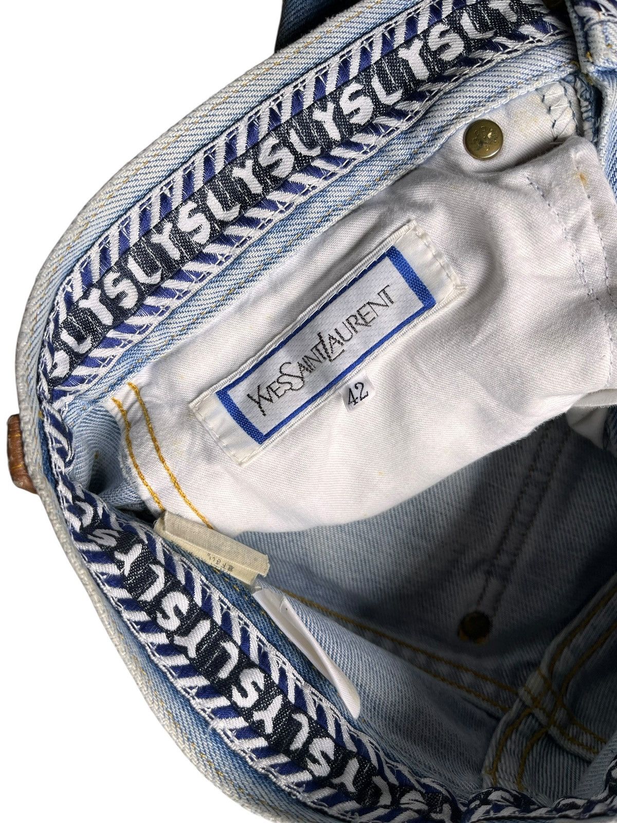 Yves Saint Laurent Yves Saing Laurent Leather Patch Denim Pants Size US 27 - 10 Thumbnail