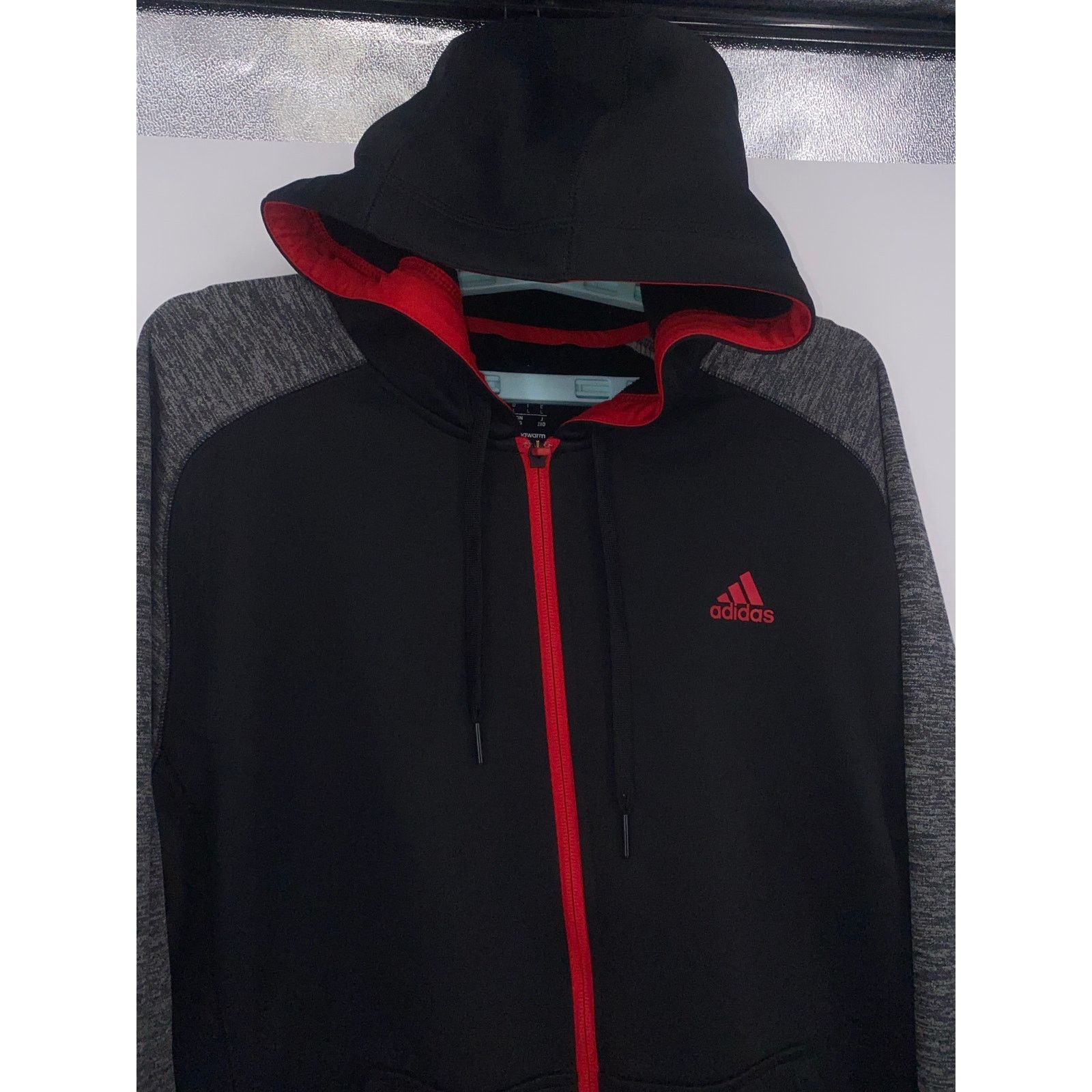 Adidas Adidas Hoodie Mens Black Gray Red Full Zip Athletic Jacket Size US L / EU 52-54 / 3 - 2 Thumbnail