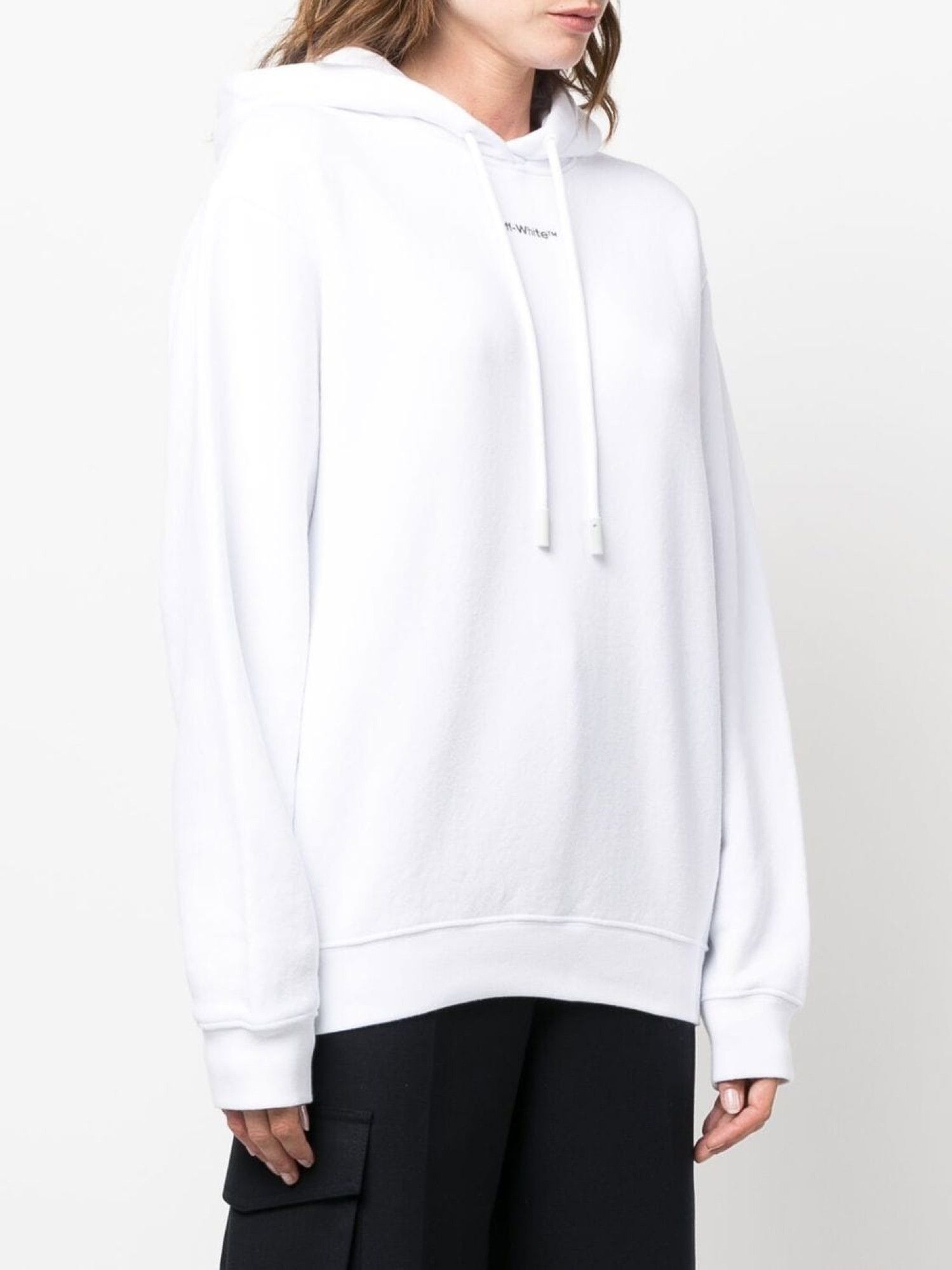 Off-White o1gr1nt0125 Flock Chine Flower Arrow Hoodie in White Size XXS / US 00 / IT 34 - 3 Thumbnail