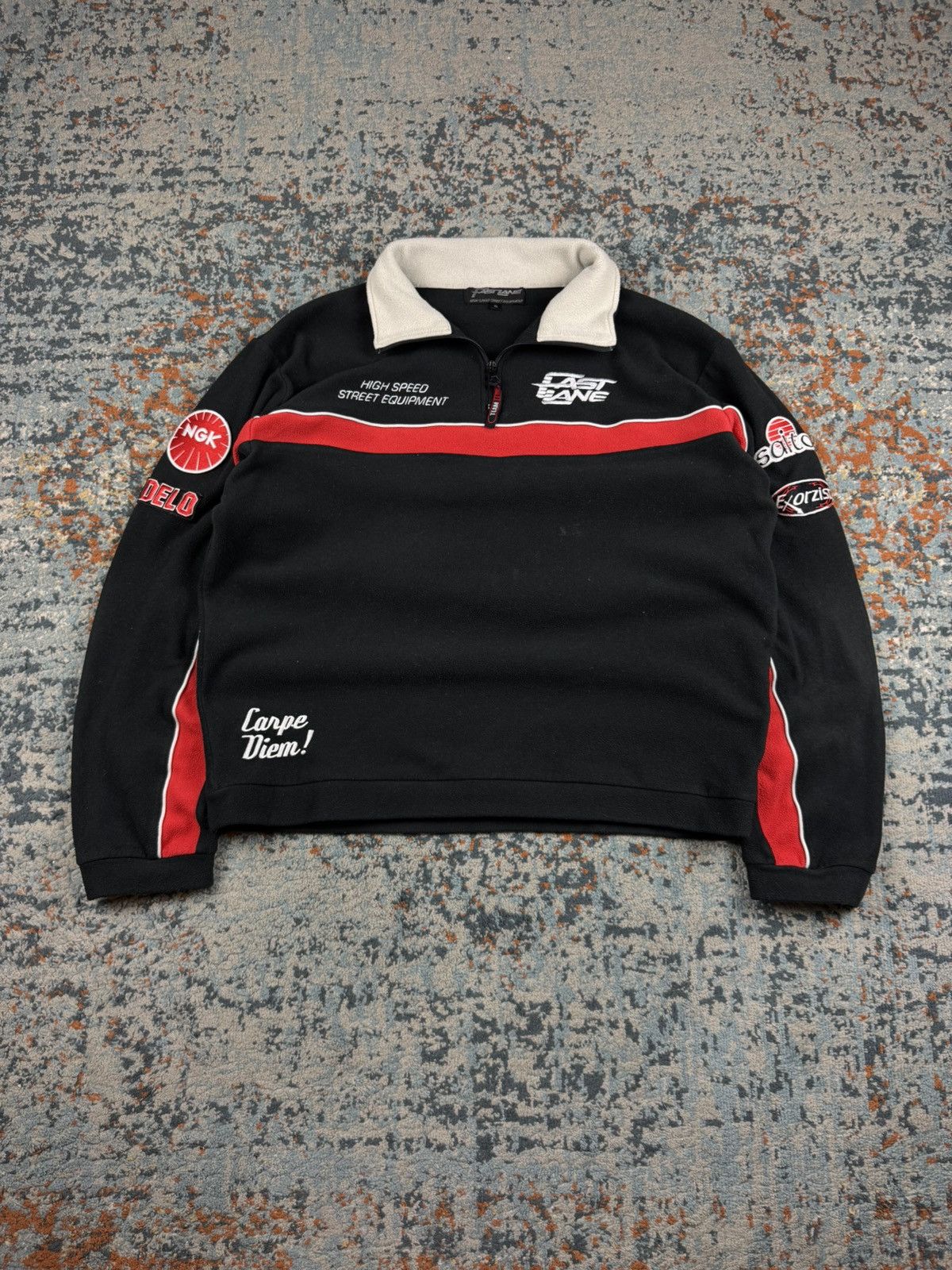 Vintage Vintage 90s Fast Lane racing style fleece sherpa quartezip Size US XL / EU 56 / 4 - 1 Thumbnail