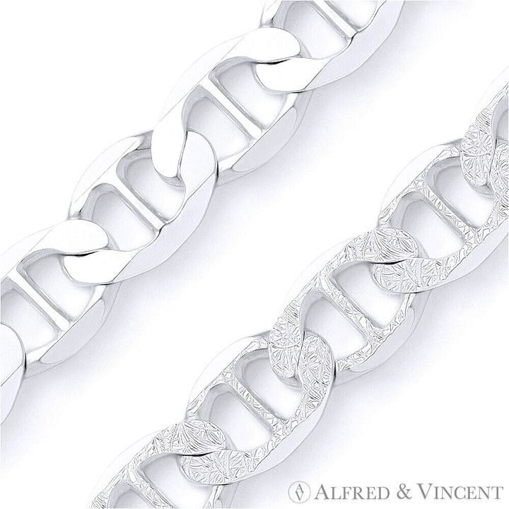 Other 9mm Marina / Mariner Pave Link Italian Chain Bracelet 9" Size ONE SIZE - 2 Thumbnail