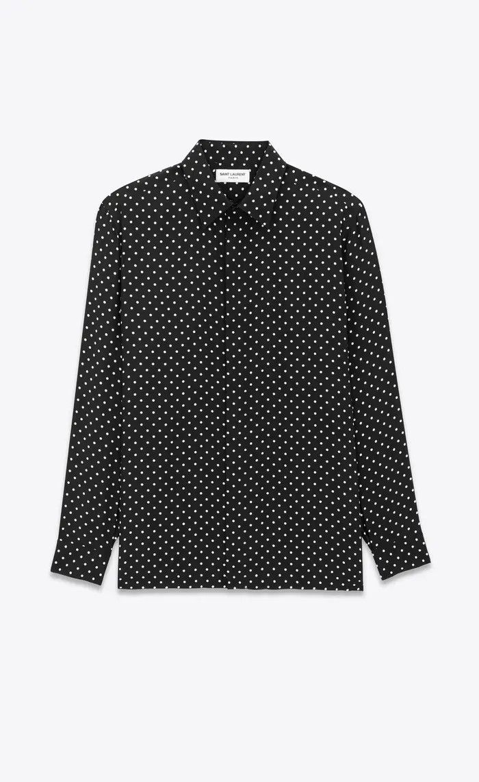 Saint Laurent Paris o1bcso1str0625 Shirt In Dotted Shiny in Black Size US XXL / EU 58 / 5 - 1 Thumbnail