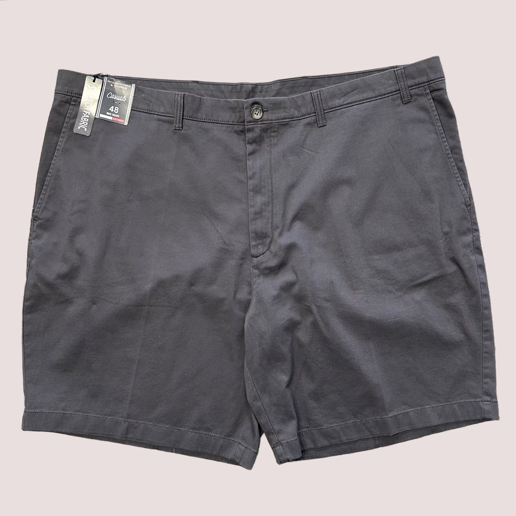 Roundtree & Yorke Roundtree & Yorke Shorts Mens 48 Big & Tall Grey Flat Front 9” Stretch Casual Size US 32 / EU 48 - 1 Thumbnail