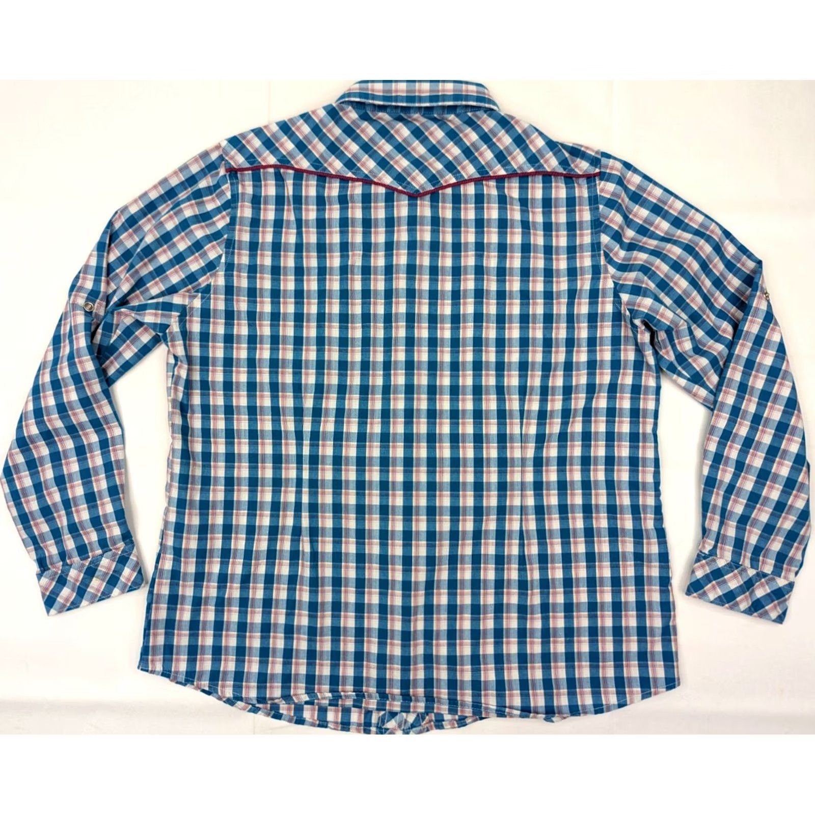 Pinko Bit & Bridle Western Shirt Women L Teal Plaid Long Sleeve Pearlsnap Embroidered Easy Care Wrinkle Resistant Casual Vintage: No Size L / US 10 / IT 46 - 6 Thumbnail