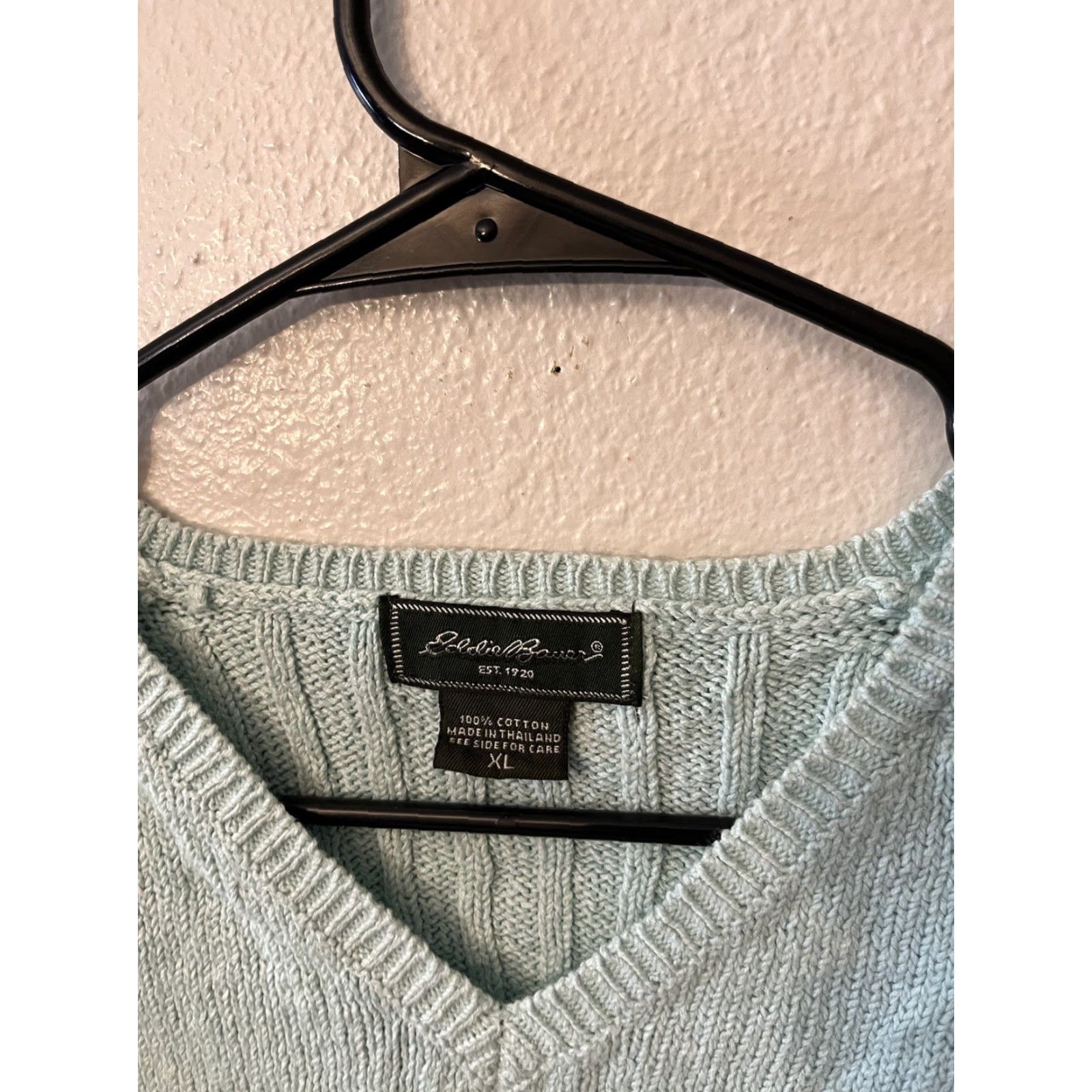 Eddie Bauer VINTAGE Eddie Bauer Womens Jumper Pullover Knitted Cotton Nylon V-Neck 3/4 Sleeve XL Blue Casual Size XL / US 12-14 / IT 48-50 - 2 Thumbnail