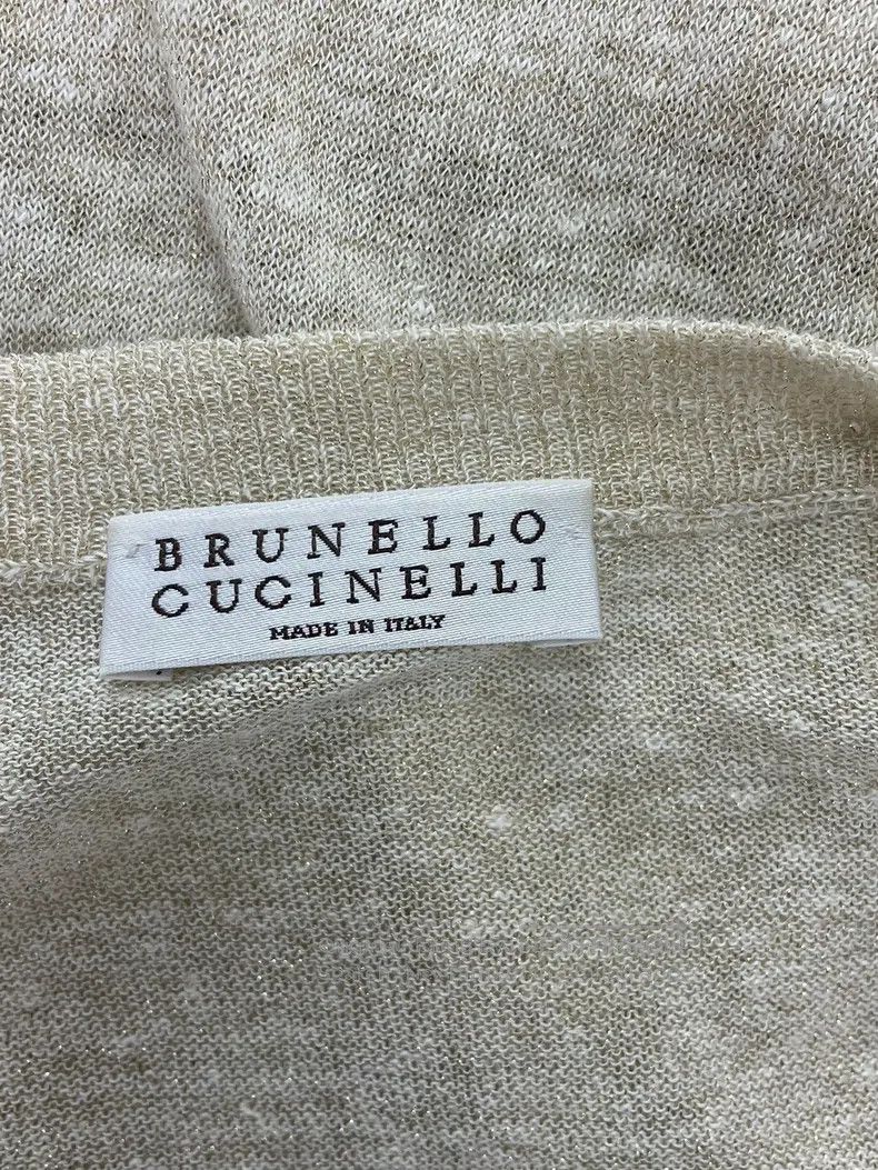 Brunello Cucinelli Brunello Cucinelli Beige Gold Thread Knit Top Size S / US 4 / IT 40 - 4 Thumbnail