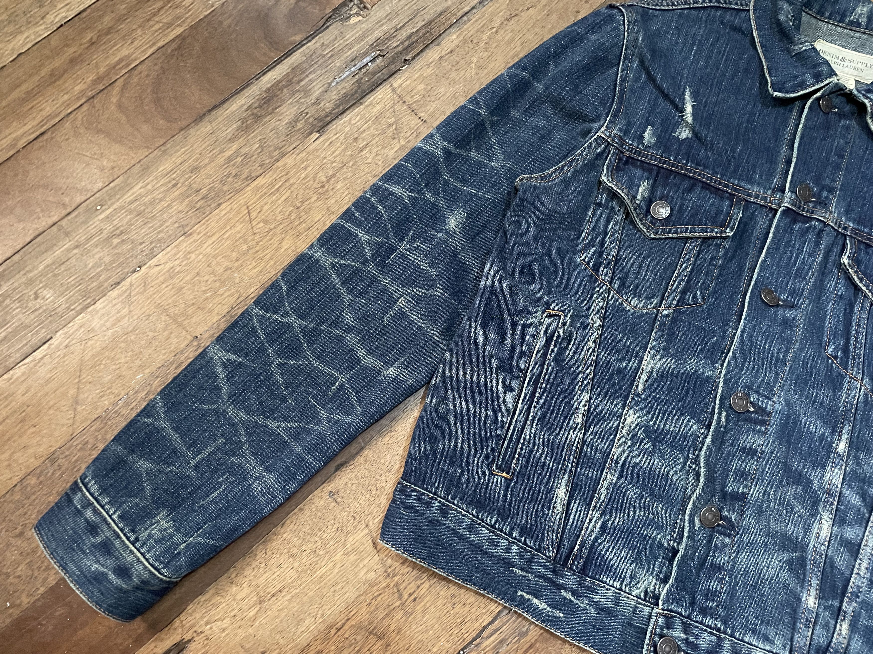Denim & Supply Ralph Lauren Denim Trucker Jacket - American Flag Damage Patch Size US L / EU 52-54 / 3 - 4 Thumbnail