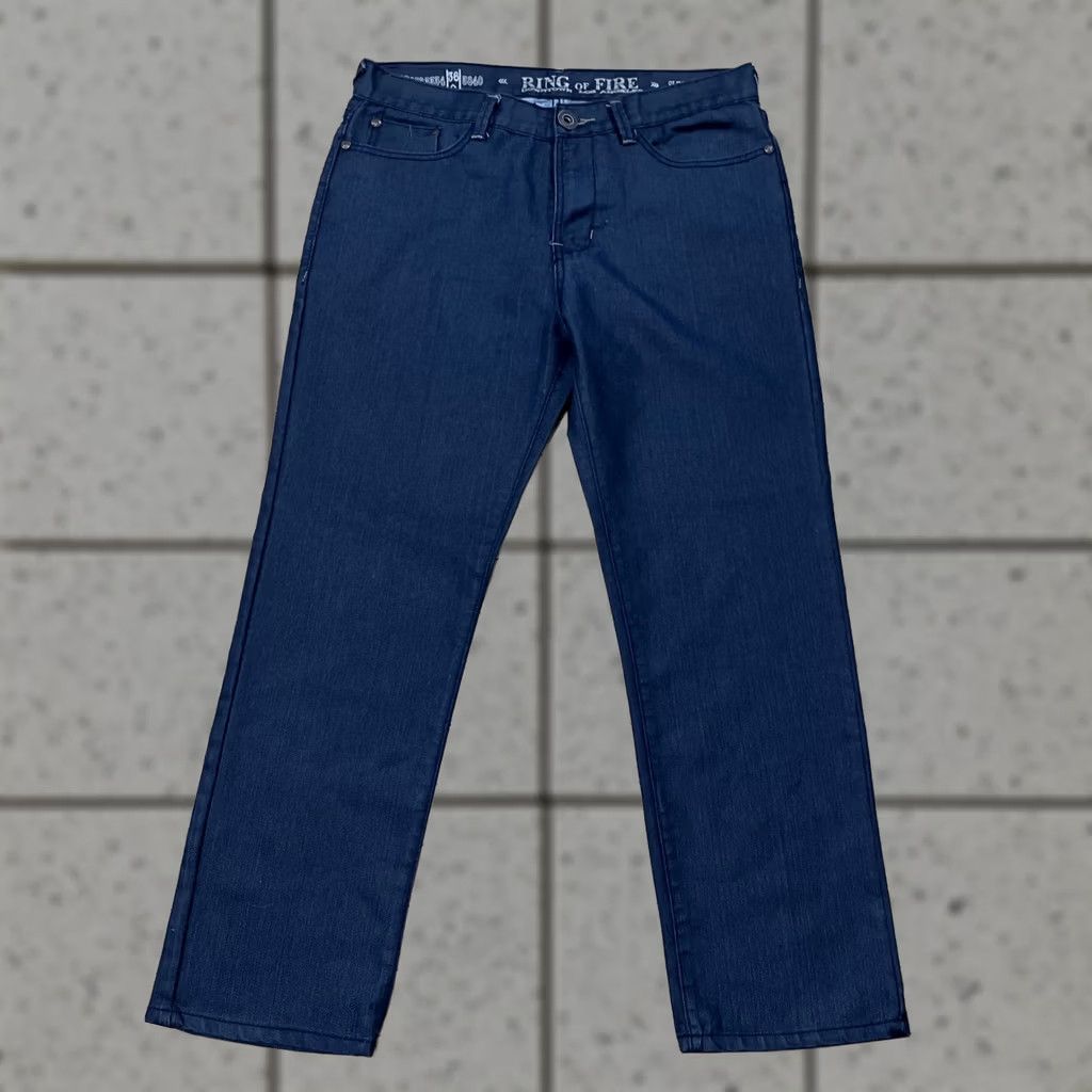 Ring Of Fire RING OF FIRE Men Jeans 36x30 Slim Straight LA Denim Dark Blue Zip Pockets Rocker" Size US 36 / EU 52 - 1 Thumbnail