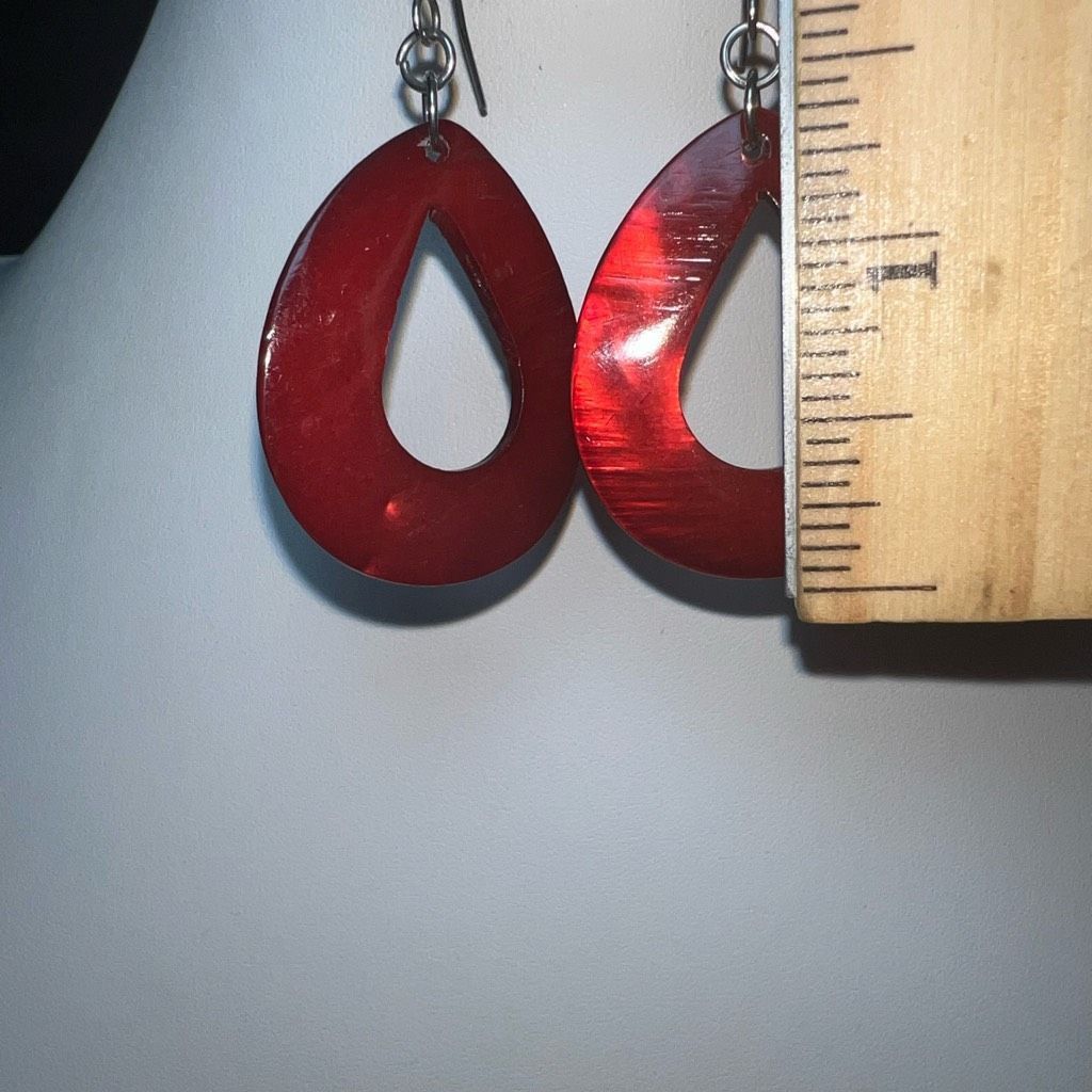 Vintage Vintage Iridescent Red Thick Oval Earrings Size ONE SIZE - 5 Thumbnail