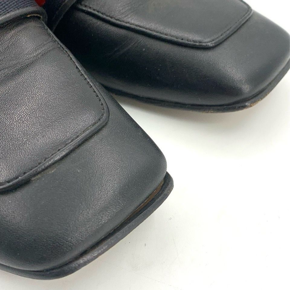 Gucci Gucci Womens Black Leather Loafers Size 37 Square Toe With P Size US 7 / IT 37 - 3 Thumbnail