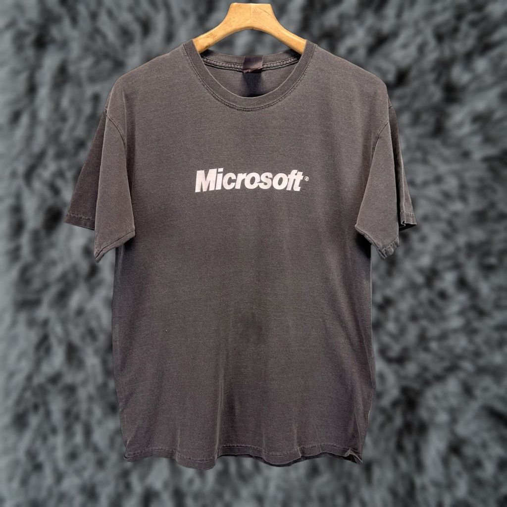 Vintage VINTAGE Microsoft Software T-Shirt Gray Adult Large Mens Short Sleeve Size US L / EU 52-54 / 3 - 1 Thumbnail