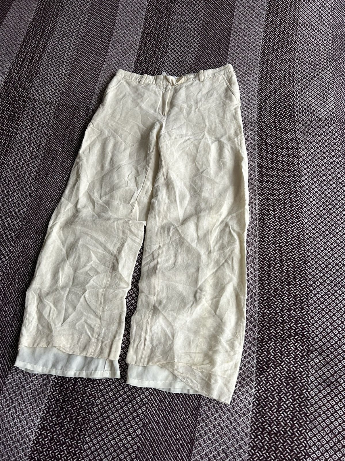 Armani Collezioni Vintage Armani Collezioni Linen Pants Solid Style Size 40 Size 27" / US 4 / IT 40 - 2 Thumbnail