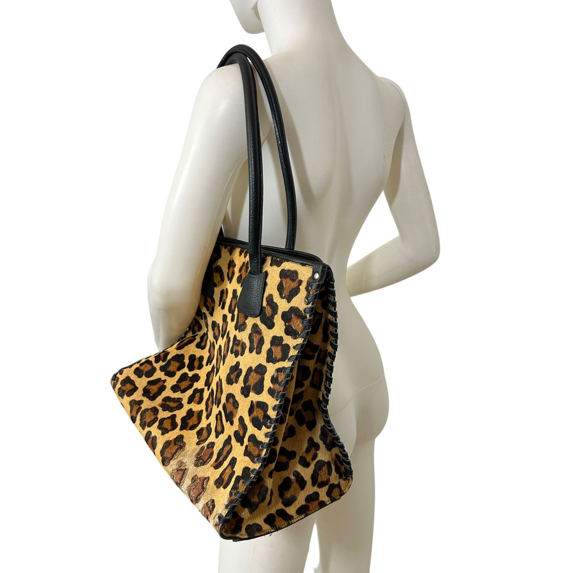 Other Claudia Firenze Leopard Print Calf Hair Black Leather Tote V Size ONE SIZE - 19 Thumbnail
