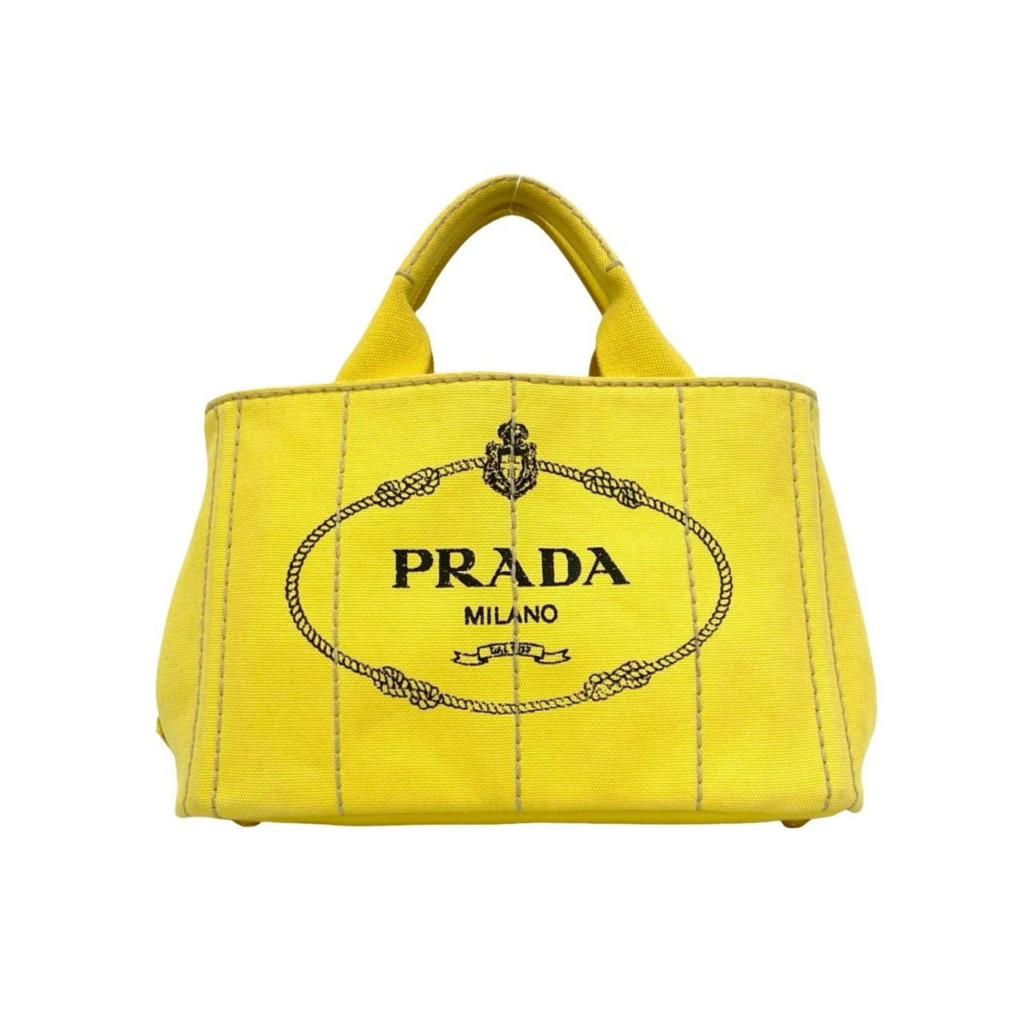 Prada PRADA Canapa 2-way Logo Canvas Shoulder Bag/Handbag/Mini Tote Bag, Yellow, 47951 Size ONE SIZE - 1 Thumbnail