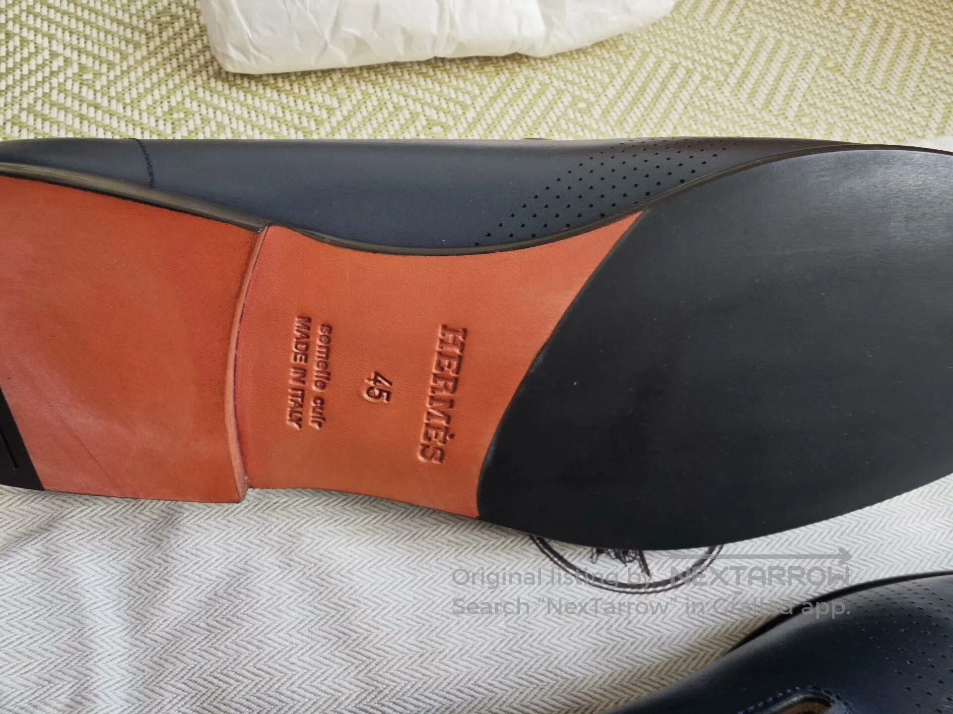 Hermes hermes loafers in deep navy blue leather. Size US 11 / EU 44 - 4 Thumbnail