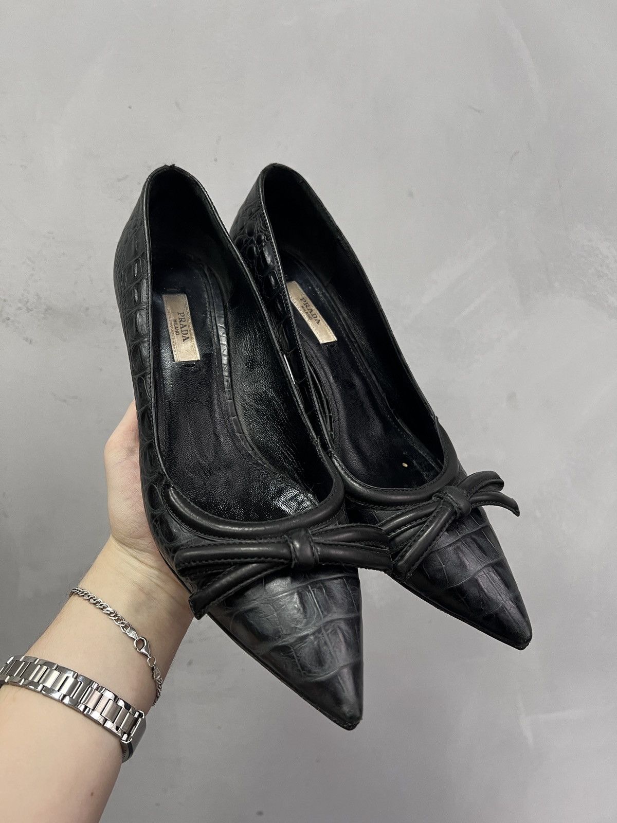 Prada Prada crocodile Leather Heels Women’s 37.5 vintage y2k Size US 7.5 / IT 37.5 - 12 Thumbnail