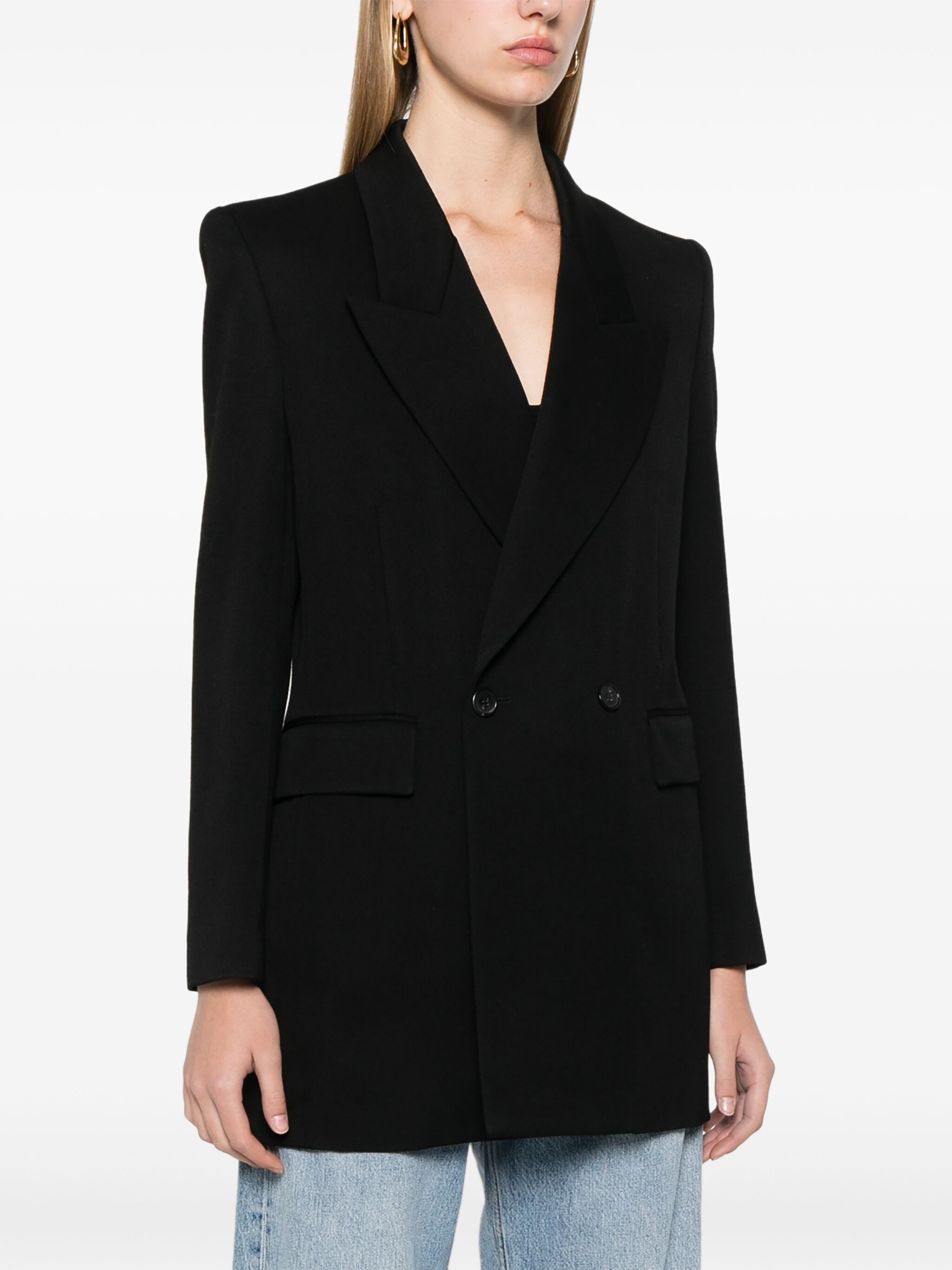 Saint Laurent Paris o1bcso1str1124 Blazer in Black Size M / US 6-8 / IT 42-44 - 2 Thumbnail