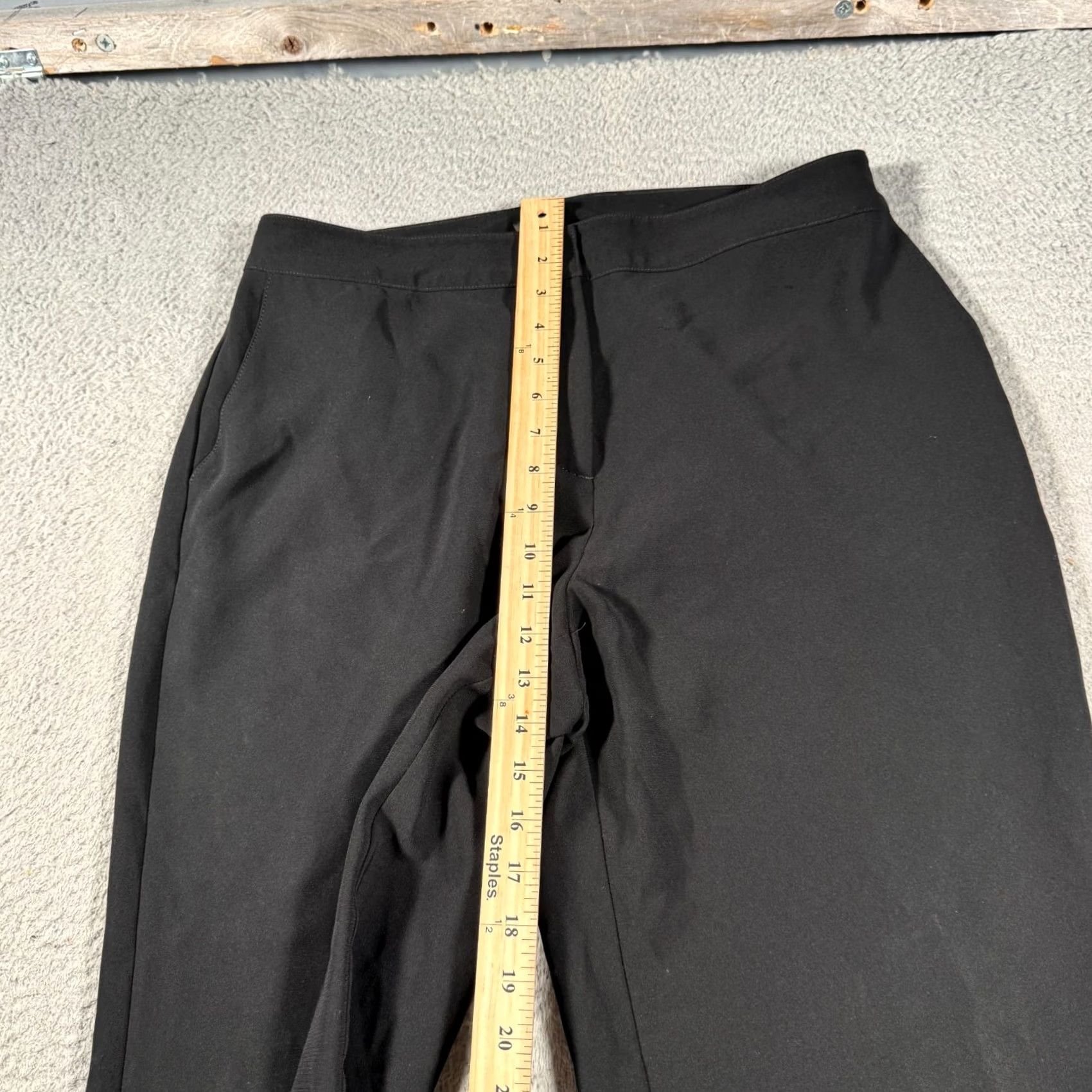 St. John VINTAGE? No. St. John Caviar Pants Womens 14 Black Dress Pants Flared High Rise Zipper Hook & Eye Dry Clean Only triacetate blend Size 36" / US 14 / IT 50 - 7 Thumbnail